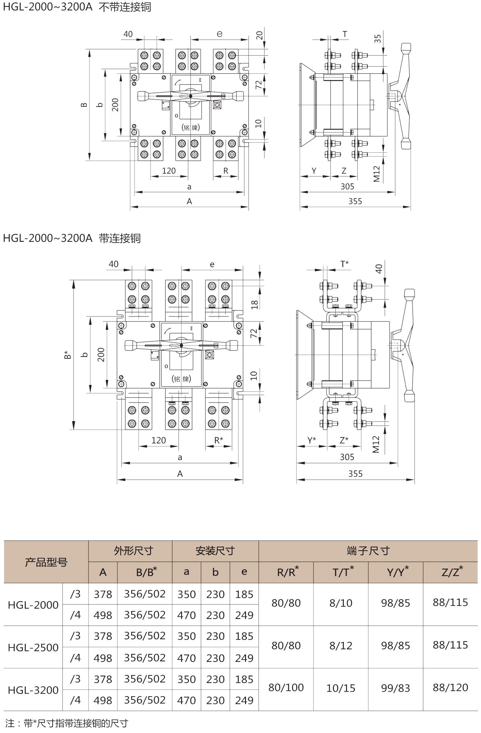 HGL-2000~3200A外Ş安装寸 HGL-2000~3200A外Ş安装寸