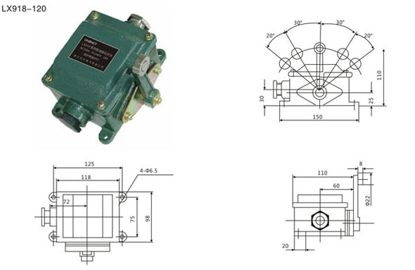 LX918pd船用限位开兛_形尺寸图